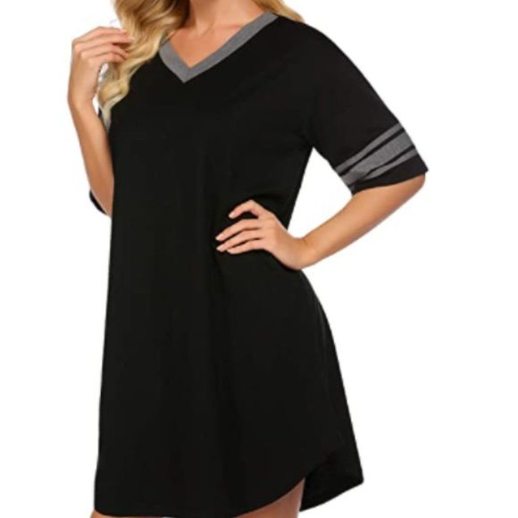 Nightgowns for Women Cotton Night Shirts Short Sleeves Sleepshirt Loose - Picture 5 of 5